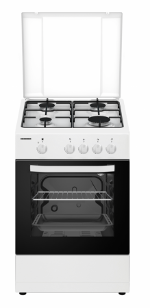 Aragazuri - cuptor gaz - Aragaz cu cuptor pe gaz, 4 arzatoare, 50 x 55 cm, duze GPL, siguranta plita si cuptor, Alb, HEINNER