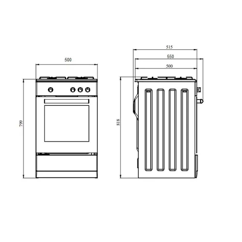 Aragaz cu cuptor pe gaz, 4 arzatoare, 50 x 55 cm, duze Gpl, volum cuptor 49 L, Maro, Studio Casa Viva Galaxy [4]
