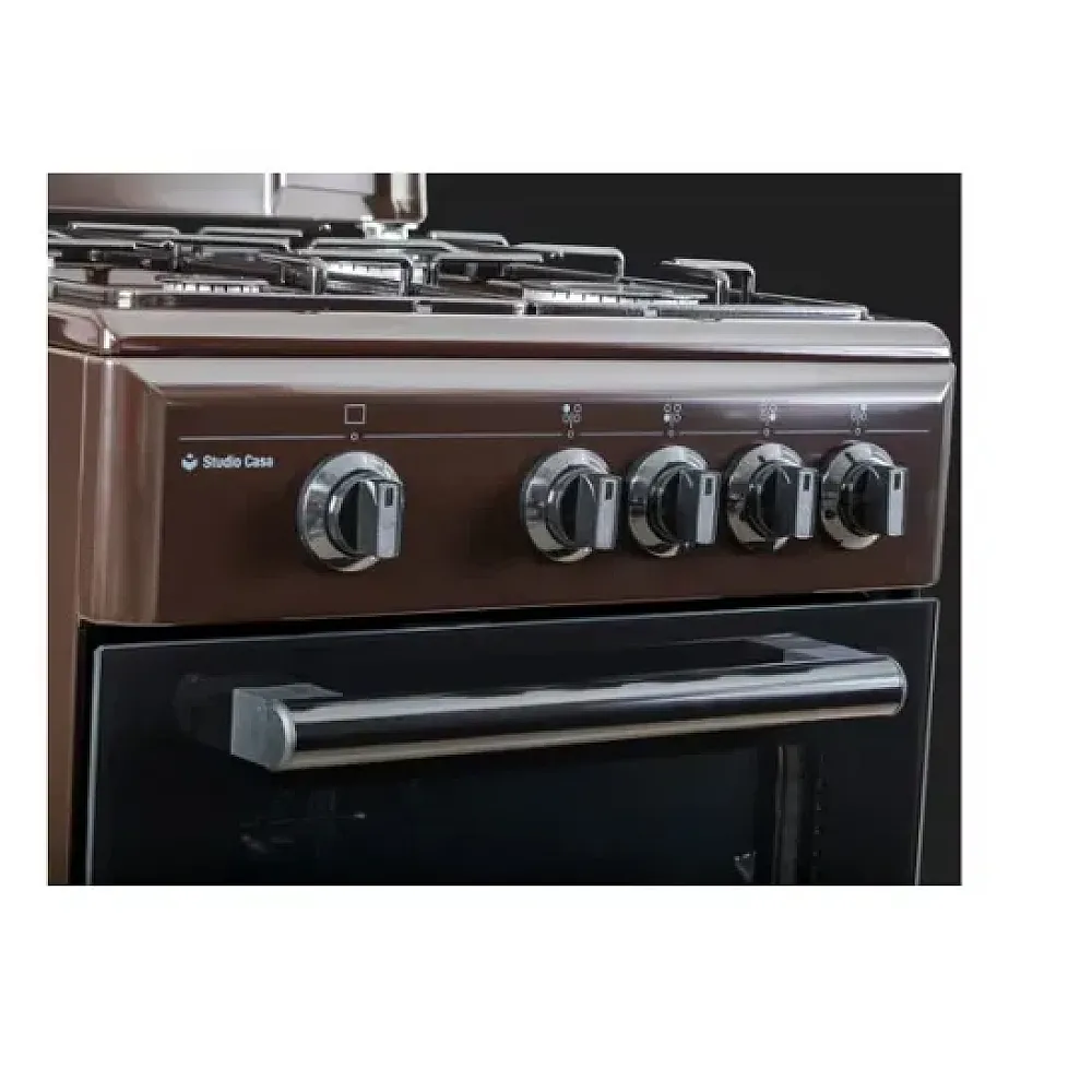 Aragaz cu cuptor pe gaz, 4 arzatoare, 50 x 55 cm, duze Gpl, volum cuptor 49 L, Maro, Studio Casa Viva Galaxy [3]
