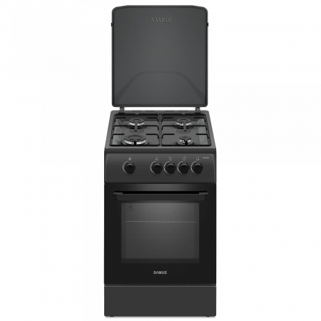 Aragazuri - cuptor gaz - Aragaz cu cuptor pe gaz, 4 arzatoare, 50 x 60 cm, 2 in 1 Gpl/Gaz natural, Antracit, Samus