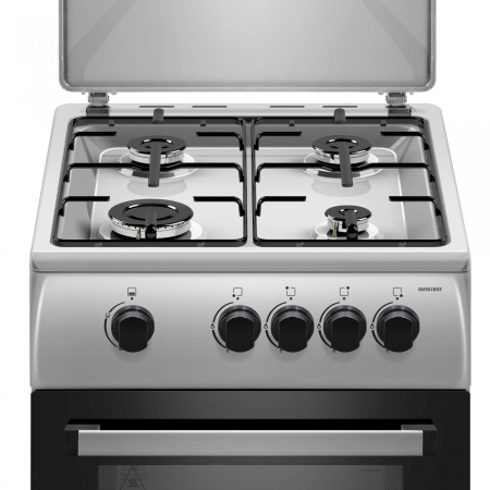 Aragaz cu cuptor pe gaz, 4 arzatoare, 50 x 60 cm, 2 in 1 Gpl/Gaz natural, inox, Samus [1]