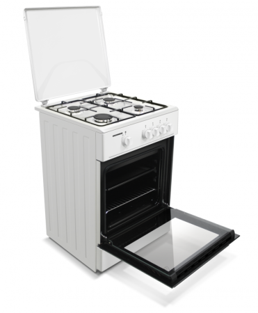 Aragaz cu cuptor pe gaz, 4 arzatoare, 60 x 60 cm, aprindere electrica, duze GPL, siguranta plita si cuptor, Alb, HEINNER [3]