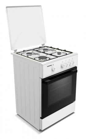 Aragaz cu cuptor pe gaz, 4 arzatoare, 60 x 60 cm, aprindere electrica, duze GPL, siguranta plita si cuptor, Alb, HEINNER [2]