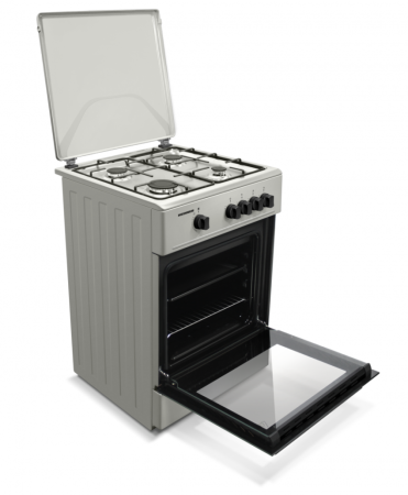 Aragaz cu cuptor pe gaz, 4 arzatoare, 60 x 60 cm, aprindere electrica, duze GPL, siguranta plita si cuptor, Argintiu, HEINNER [2]