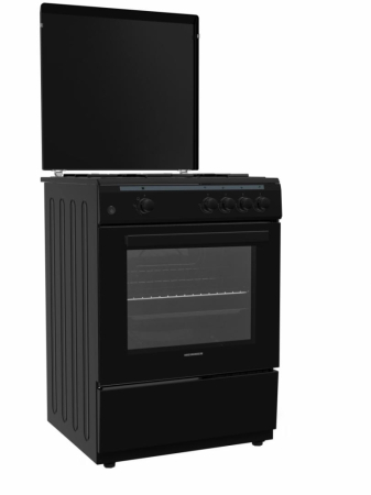 Casa & Gradina - Aragaz cu cuptor pe gaz, 4 arzatoare, 60 x 60 cm, arpindere electrica, duze GPL, Negru, HEINNER