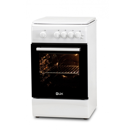 Aragaz cu cuptor pe gaz, 4 arzatoare, aprindere electrica, lumina cuptor, rotisor, grill, siguranta, 50 x 60 cm, Alb, LDK [2]