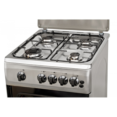 Aragaz cu cuptor pe gaz, 4 arzatoare, aprindere electrica, lumina cuptor, rotisor, grill, siguranta, 50 x 60 cm, Inox, LDK [3]