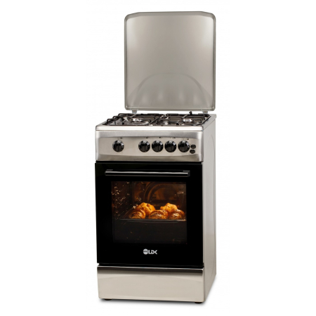 Aragazuri - cuptor gaz - Aragaz cu cuptor pe gaz, 4 arzatoare, aprindere electrica, lumina cuptor, rotisor, grill, siguranta, 50 x 60 cm, Inox, LDK