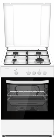 Aragazuri - cuptor gaz - Aragaz cu cuptor pe gaz, 4 arzatoare, aprindere electrica plita si cuptor, 60 x 60 cm, Alb, HEINNER