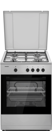 Aragazuri - cuptor gaz - Aragaz cu cuptor pe gaz, 4 arzatoare, aprindere electrica plita si cuptor, 60 x 60 cm, Inox, HEINNER