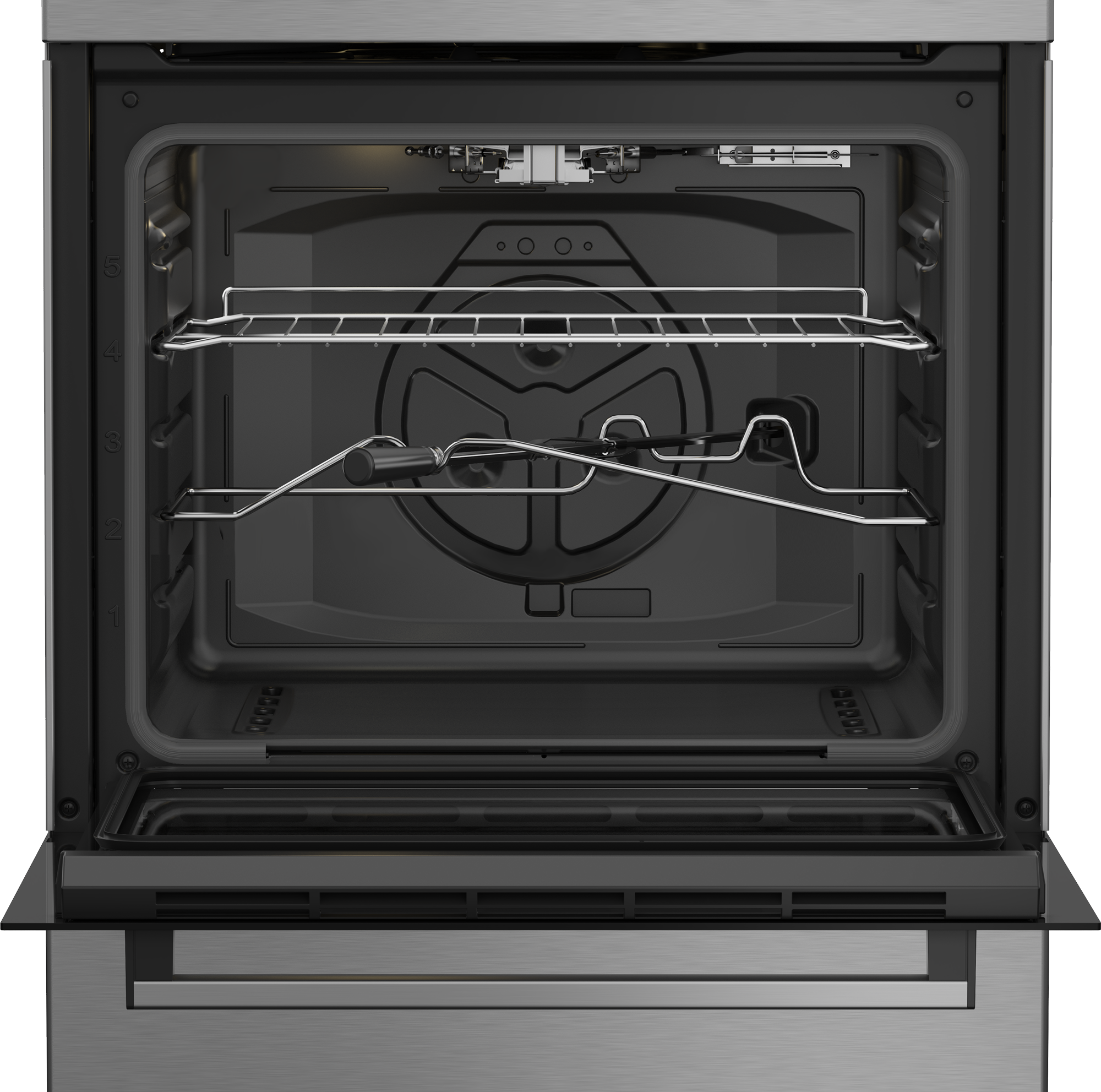 Aragaz cu cuptor pe gaz, 4 arzatoare, aprindere electrica, rotisor, grill, timer, 60 cm, Inox, BEKO [3]