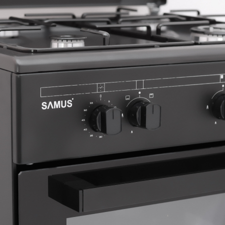 Aragaz cu cuptor pe gaz, 4 arzatoare gaz, cuptor 55L, aprindere electrica, grill, timer, Antracit, SAMUS [3]