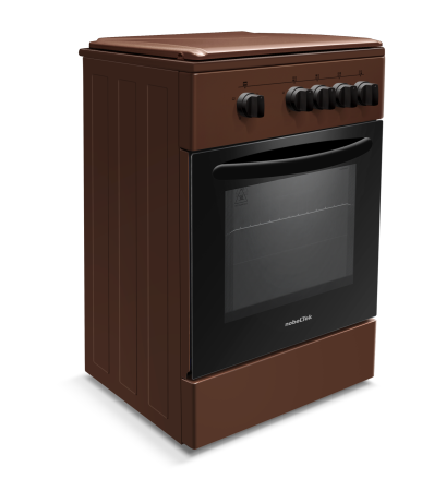 Aragaz cu cuptor pe gaz, 4 arzatoare, GPL, 50 x 55 cm, siguranta gaz, capac metalic, email, Maro, NOBELTEK [2]