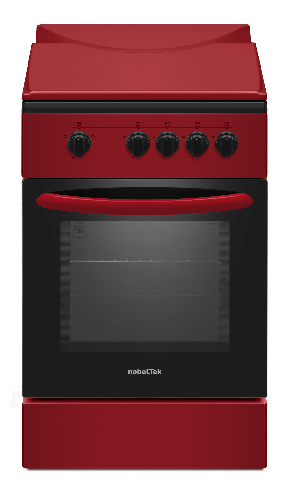 Casa & Gradina - Aragaz cu cuptor pe gaz, 4 arzatoare, GPL, 50 x 55 cm, siguranta gaz, capac metalic, email, Rosu, NOBELTEK