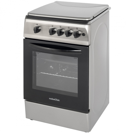 Aragaz cu cuptor pe gaz, 4 arzatoare, GPL, 50 x 60 cm, siguranta gaz, aprindere electrica, capac metalic, Inox, NOBELTEK [3]
