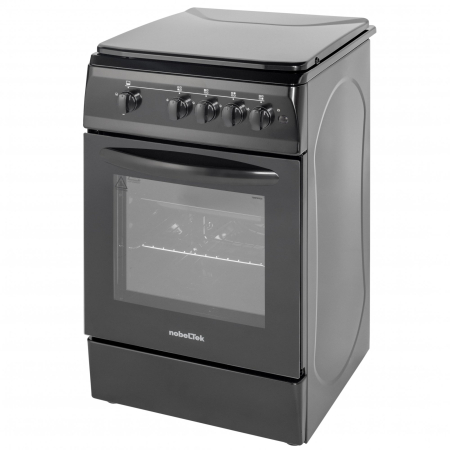 Aragaz cu cuptor pe gaz, 4 arzatoare, GPL, 50 x 60 cm, siguranta gaz, aprindere electrica, capac metalic, Negru, NOBELTEK [3]