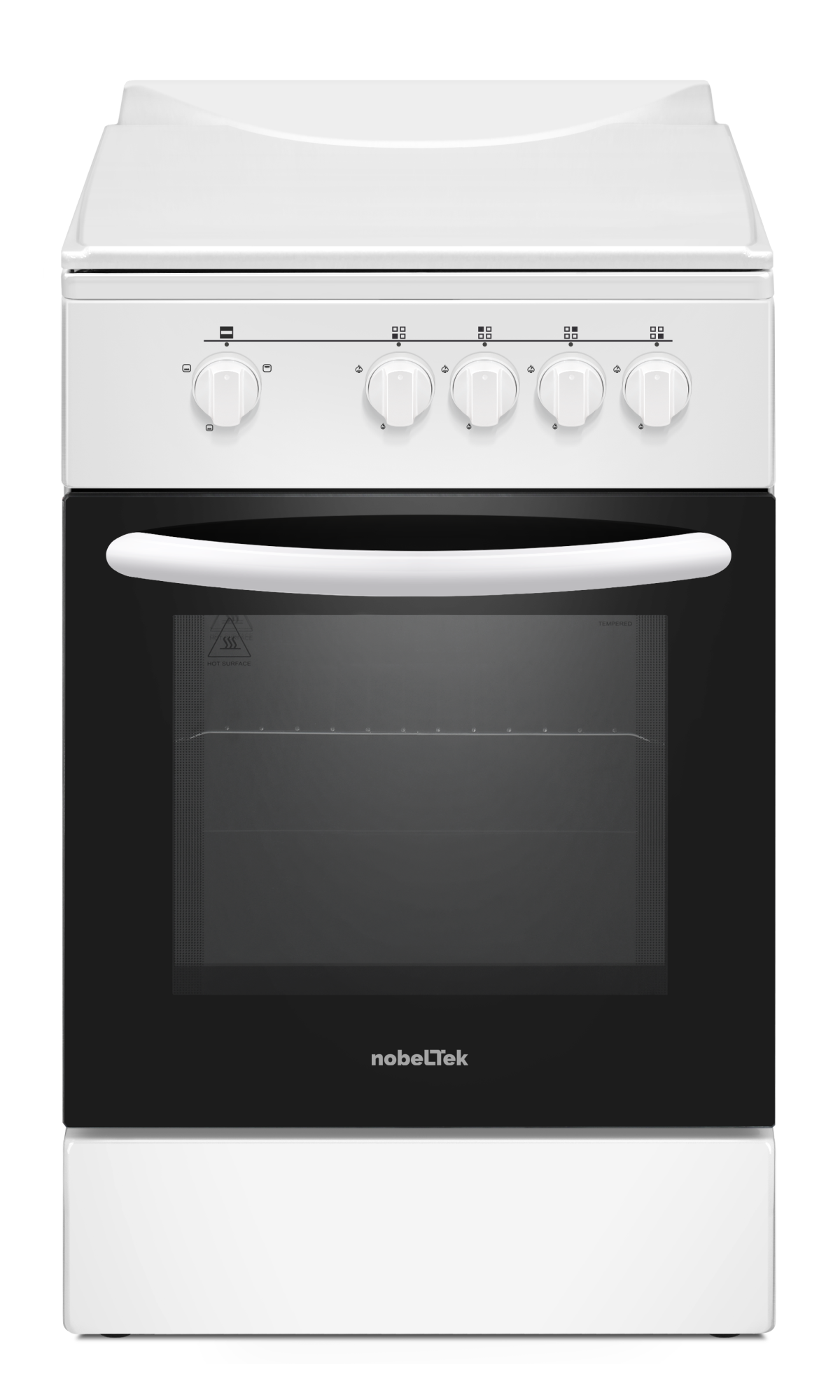 Aragaz cu cuptor pe gaz, 4 arzatoare, GPL, 50 x 60 cm, siguranta gaz, capac metalic, email, Alb, NOBELTEK [1]