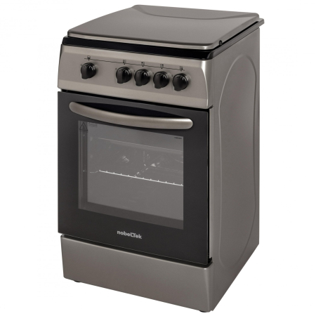 Aragaz cu cuptor pe gaz, 4 arzatoare, GPL, 50 x 60 cm, siguranta gaz, capac metalic, email, Gri arsenic, NOBELTEK [2]