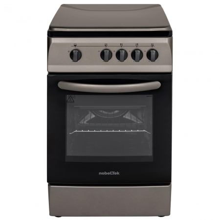 Casa & Gradina - Aragaz cu cuptor pe gaz, 4 arzatoare, GPL, 50 x 60 cm, siguranta gaz, capac metalic, email, Gri arsenic, NOBELTEK