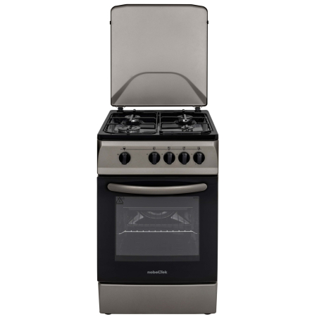 Aragaz cu cuptor pe gaz, 4 arzatoare, GPL, 50 x 60 cm, siguranta gaz, capac metalic, email, Gri arsenic, NOBELTEK [4]