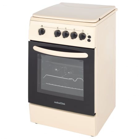 Aragaz cu cuptor pe gaz, 4 arzatoare, GPL, 50 x 60 cm, siguranta gaz, capac metalic, rotisor, grill, Bej, NOBELTEK [3]
