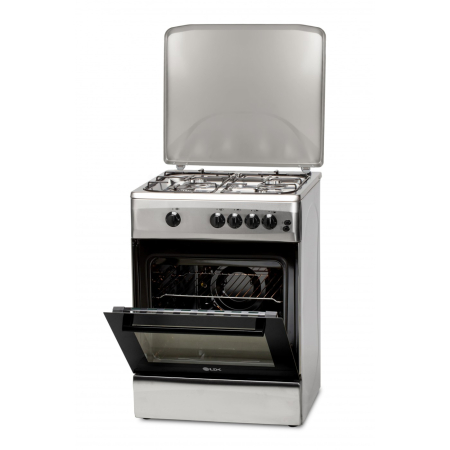 Aragaz cu cuptor pe gaz, 4 arzatoare, GPL + GN, aprindere electrica, lumina cuptor, rotisor, grill, siguranta, 60 x 60 cm, Inox, LDK [1]