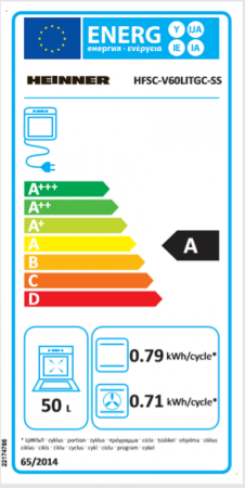 Aragaz cu cuptor electric, 4 arzatoare gaz, grill, sertar pt vase, lumina cuptor, 50 x 60 cm, aprindere electrica, Heinner [2]