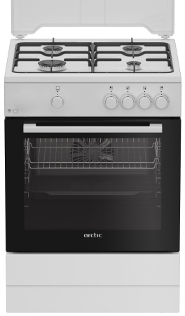 Casa & Gradina - Aragaz cu cuptor pe gaz, 4 arzatoare, lumina cuptor, tava, gratar, 60 x 60 cm, Alb, ARCTIC