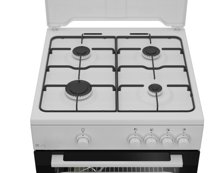 Aragaz cu cuptor pe gaz, 4 arzatoare, lumina cuptor, tava, gratar, 60 x 60 cm, Alb, ARCTIC [2]