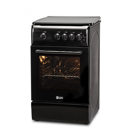 Aragaz cu cuptor pe gaz, 4 arzatoare, siguranta, aprindere electrica, grill, rotisor, iluminare, 50 x 60 cm, 2 in 1, GPL+GN, Negru, LDK [3]