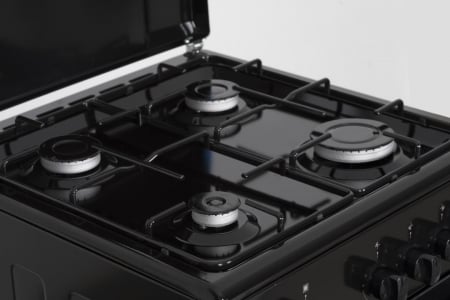 Aragaz cu cuptor pe gaz, 4 ochiuri, 50cm, duze GPL incluse, negru, Heinner [5]