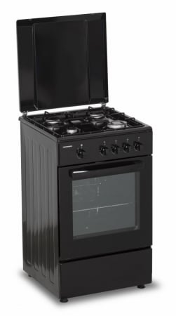 Aragaz cu cuptor pe gaz, 4 ochiuri, 50cm, duze GPL incluse, negru, Heinner [3]