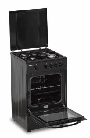 Aragaz cu cuptor pe gaz, 4 ochiuri, 50cm, duze GPL incluse, negru, Heinner [2]