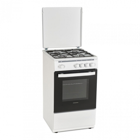 Aragazuri - cuptor gaz - Aragaz cu cuptor pe gaz, 4 ochiuri, 50cm, duze GPL incluse, siguranta flacara, alb, Heinner