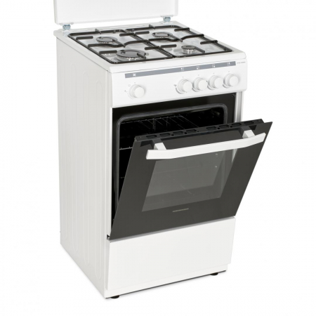 Aragaz cu cuptor pe gaz, 4 ochiuri, 50cm, duze GPL incluse, siguranta flacara, alb, Heinner [1]