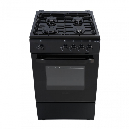 Aragaz cu cuptor pe gaz, 4 ochiuri, 50cm, duze GPL incluse, siguranta flacara, negru, Heinner [1]