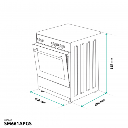 Aragaz cu cuptor pe gaz, 4 ochiuri, Samus SM661APGS [2]
