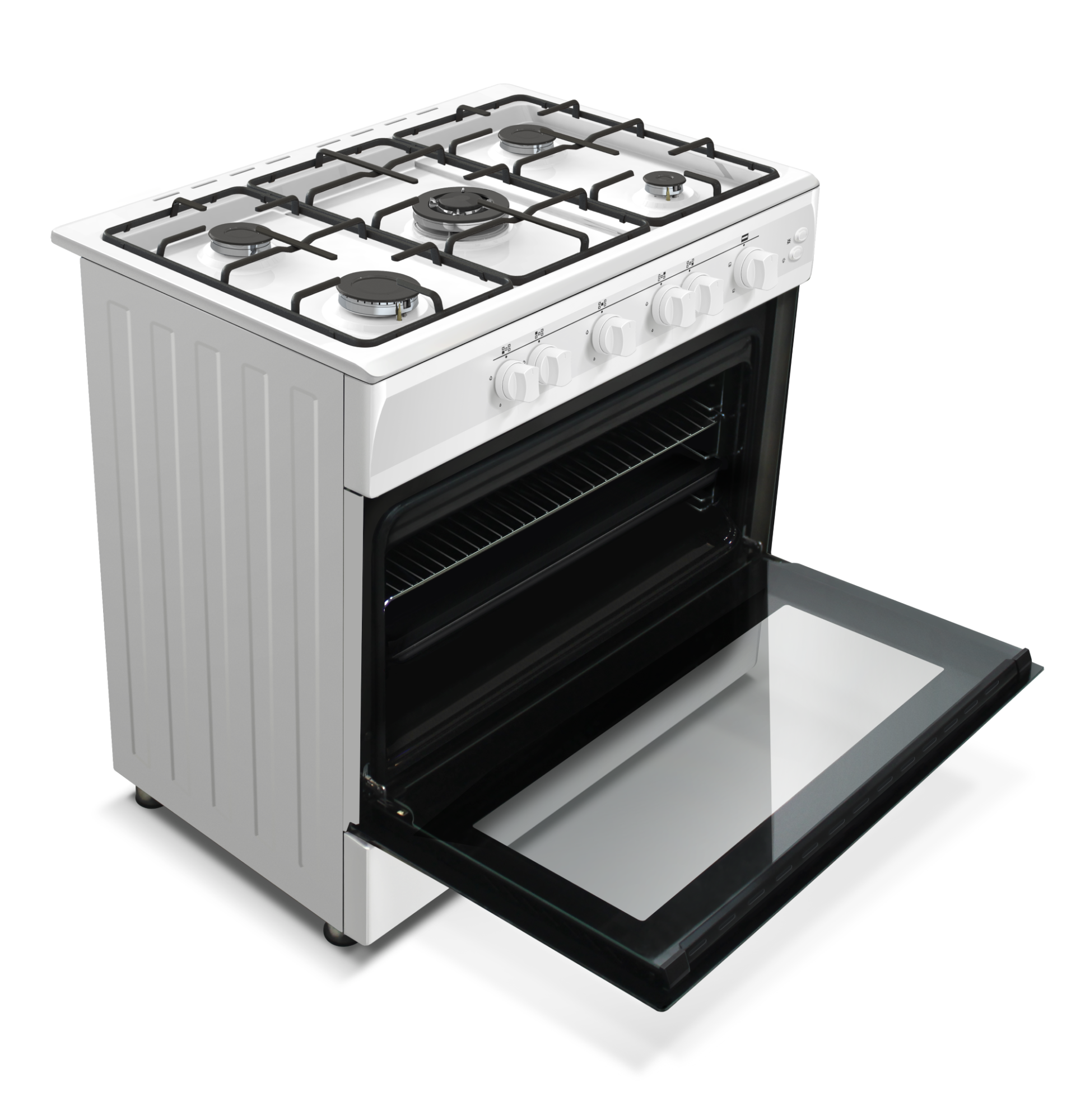 Aragaz cu cuptor pe gaz, 5 arzatoare, aprindere electrica, grill, lumina, GPL, Alb, NOBELTEK [2]