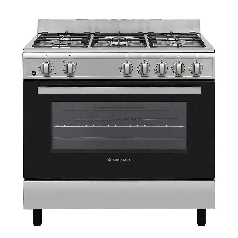 Aragazuri - cuptor gaz - Aragaz cu cuptor pe gaz, 5 arzatoare, grill electric, rotisor, aprindere electrica, 90 x 60 cm, inox, Studio Casa Tivoli