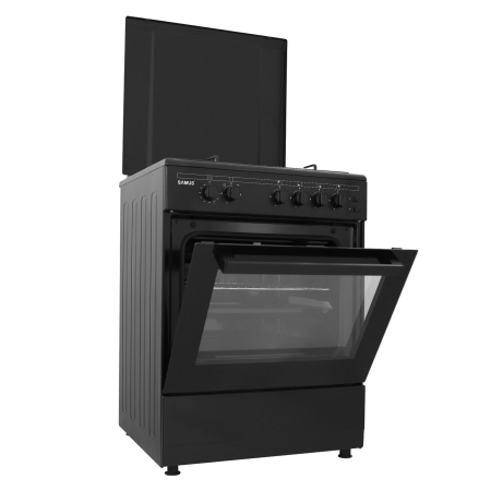Aragaz cu cuptor pe gazm, 4 arzatoare, aprindere electrica, grill, timer, lumina cuptor, Antracit, SAMUS [1]