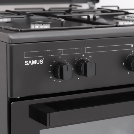 Aragaz cu cuptor pe gazm, 4 arzatoare, aprindere electrica, grill, timer, lumina cuptor, Antracit, SAMUS [4]