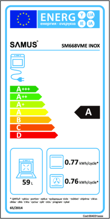 Aragaz cu plita si cuptor electric, 4 zone de gatit, sticla neagra, clasa A, 7 functii, 60 L,  60 cm, Inox, SAMUS [1]