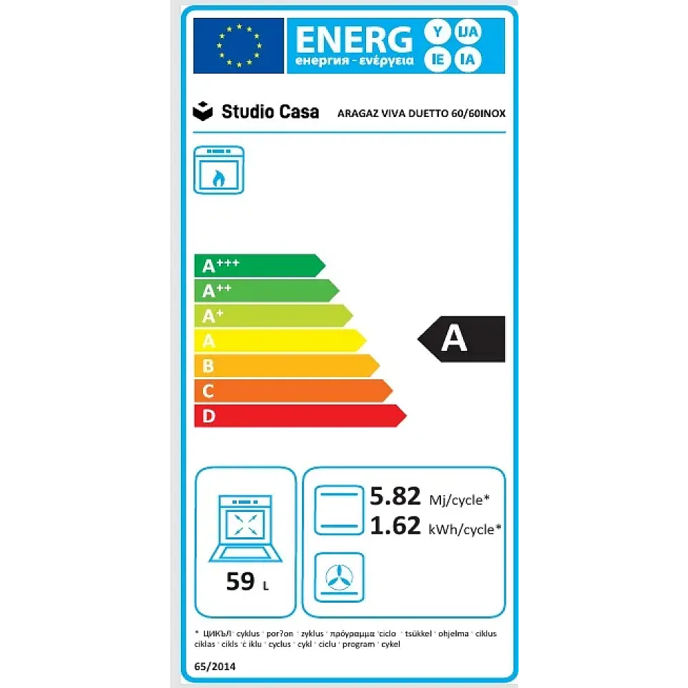 Aragaz mixt, 4 arzatoare gaz, plita sticla, 2 cuptoare, ( electric & gaz ), 60 x 60 cm, Inox, aprindere electrica, STUDIO CASA [1]