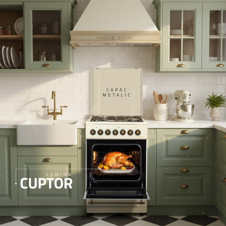 Aragaz rustic, 4 arzatoare, cuptor electric, aprindere electrica, Samus SR550EL3C [8]