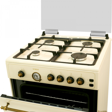 Aragaz rustic, 4 arzatoare, cuptor pe gaz, aprindere electrica, Samus SR660G4C [4]