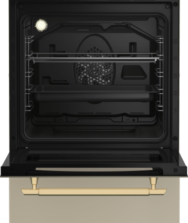 Aragaz rustic cu cuptor electric, 4 arzatoare gaz, gratare fonta, aprindere electrica, grill, lumina, timer, Beige, BEKO [4]