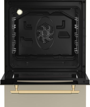 Aragaz rustic cu cuptor electric, 4 arzatoare gaz, gratare fonta, aprindere electrica, grill, lumina, timer, Beige, BEKO [5]