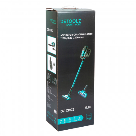Aspirator cu acumulator DeToolz  DZ-CI102 LI-ION 120W, 0,8L 2200mAh,Filtru HEPA [8]
