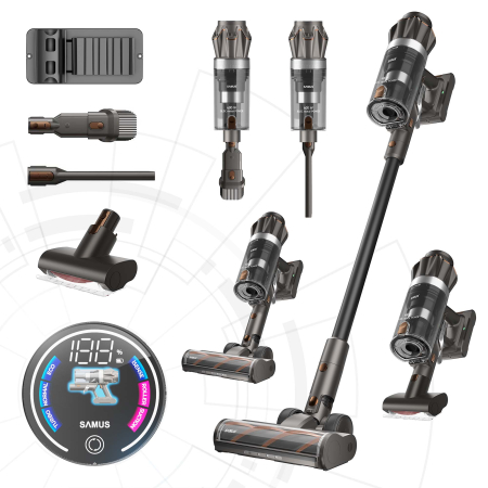 Aspiratoare - Aspirator vertical, fara fir, acumulator 25.2 V, LI-ION, TURBO, lumina, touch control, SAMUS CYCLONE