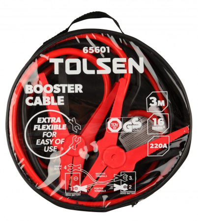 Cabluri curent, auto, baterie, 3m lungime, max 220Ah, Tolsen 65601 [1]